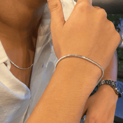 925er Silber Dänemark Cobra Armband mit 3 mm Zirkon
