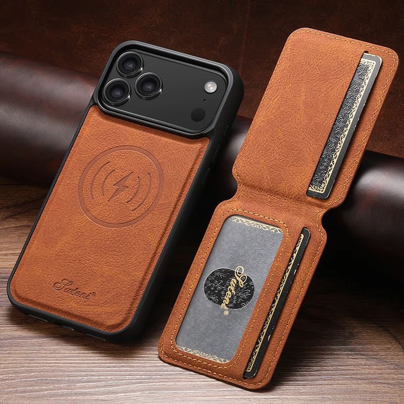 Premium-Leder-Wallet-Hülle – MagSafe-kompatibel (iPhone 12–17)