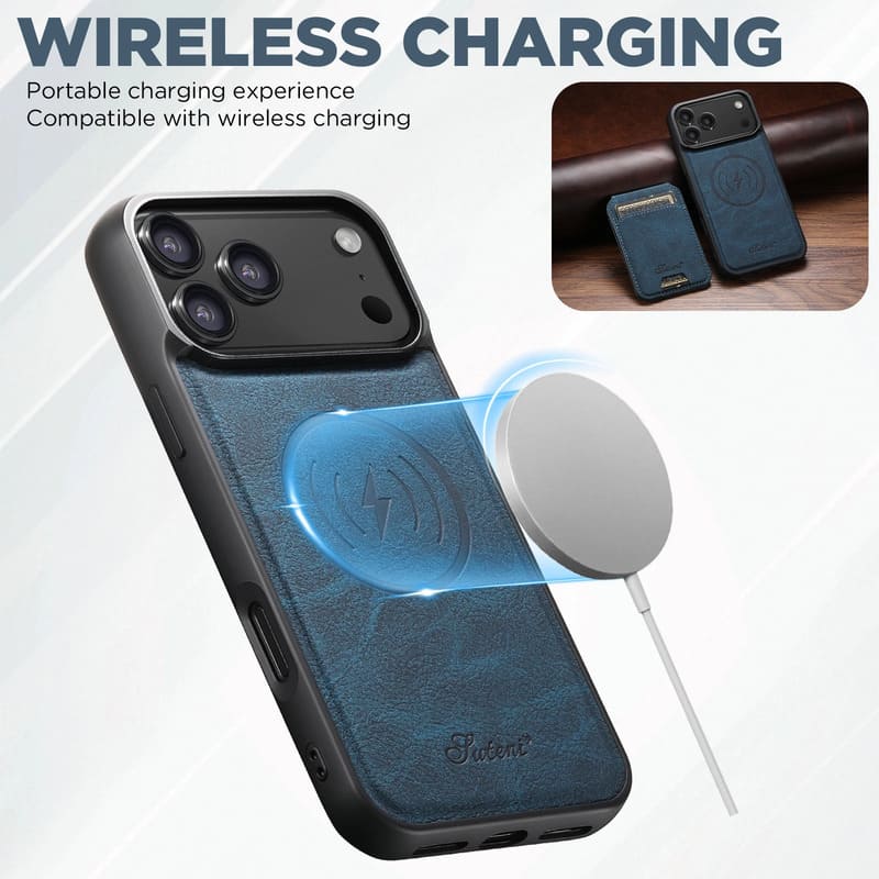 Premium-Leder-Wallet-Hülle – MagSafe-kompatibel (iPhone 12–17)