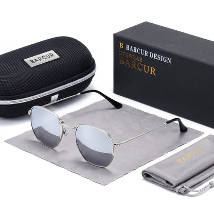 Barcur Sechseckige Retro-Sonnenbrille